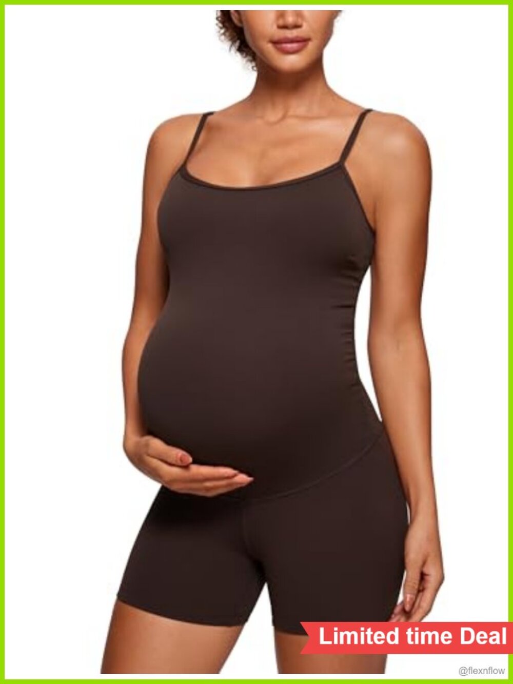 Maternity Cami Strap Romper Built-In Shelf Bra Adjustable Yoga Jumpsuit